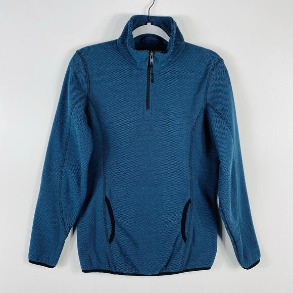 Powder River Outfitters Size Small Quarter Zip Fleece Pullover Teal Blue - Picture 1 of 3